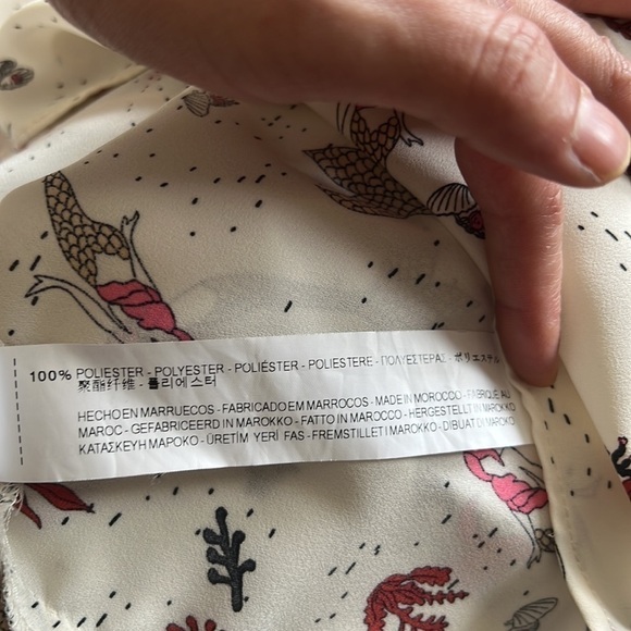 Zara Basic Mermaid Print Button Down Shirt Blouse Size XS - Picture 13 of 17